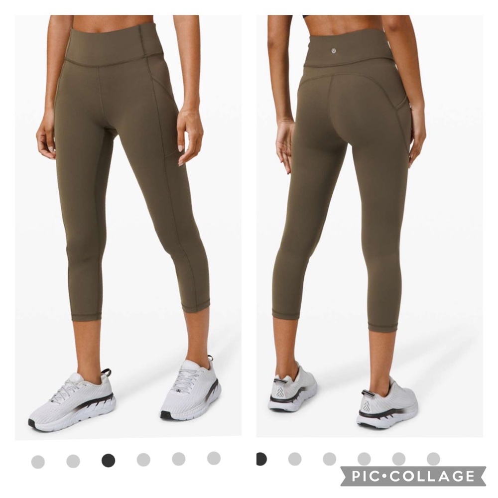 Lululemon Invigorate High-Rise Crop 23", Dark Olive, Size 6, GUC